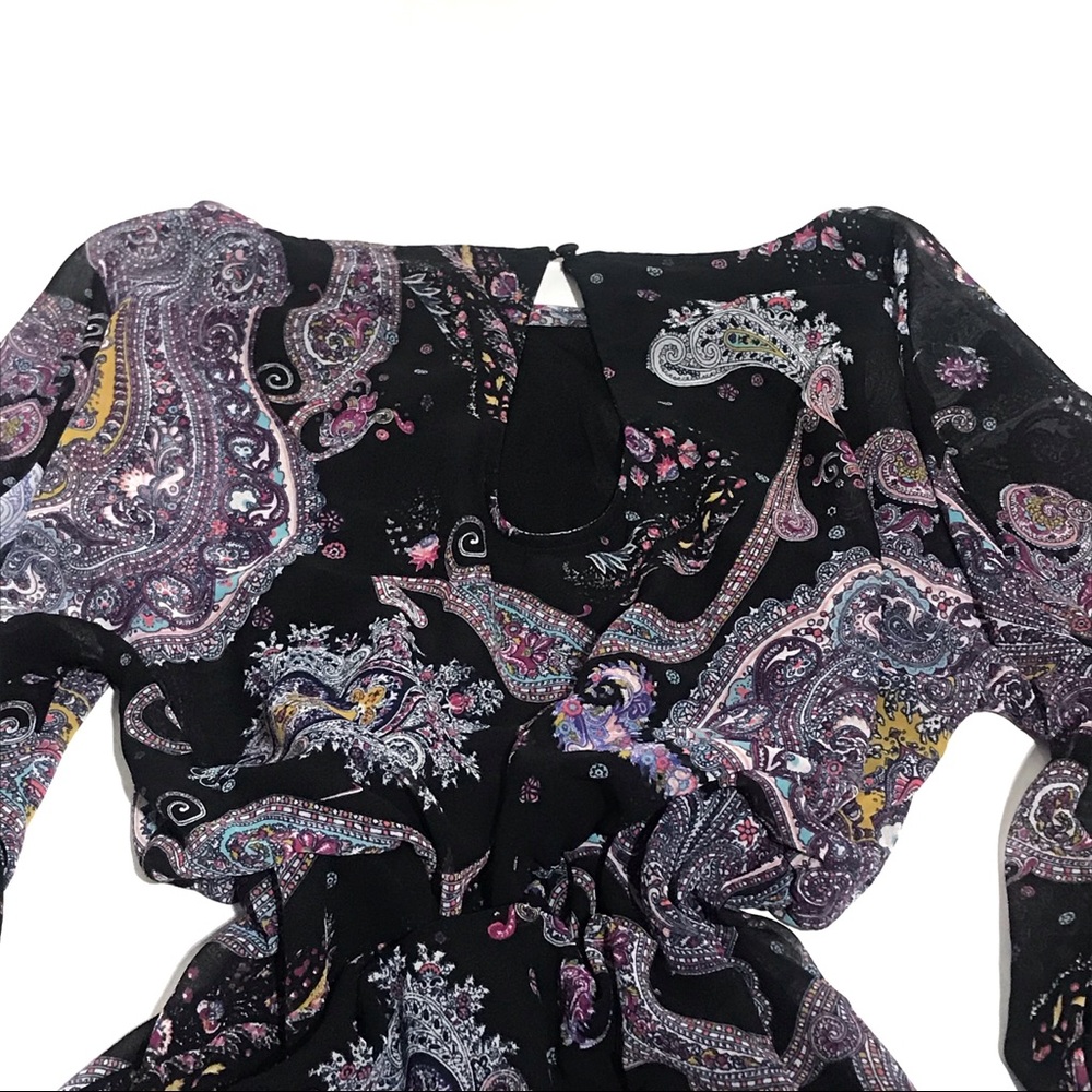 Express paisley print 3/4 sl chiffon dress - Picture 5 of 8